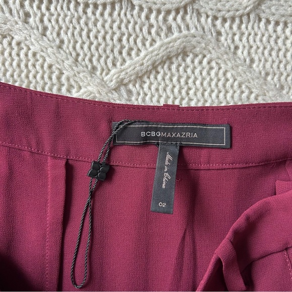 BCBGMaxAzria Burgundy Pleated Skirt - Picture 5 of 8
